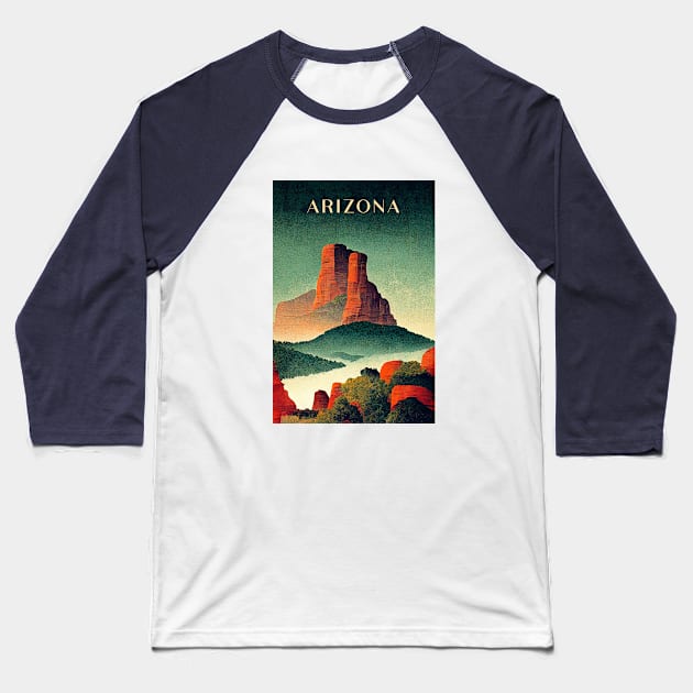 Arizona Retro Travel Baseball T-Shirt by Retro Travel Design